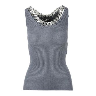 Stella McCartney Sleeveless Tops - Dames - Tops zonder mouwen - Grijs - M - Wol - Tops