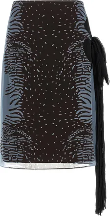 Ferragamo Multicolor Silk Midi Womens Skirt