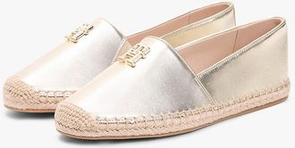 Tommy Hilfiger Womens TH Monogram Metallic Leather Espadrille - Gold - US 5 / EU 35