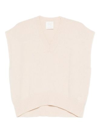 Marella Mouwloze top met V-hals - Beige