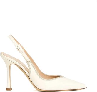 Ninalilou Slingback Tacco 90 mm Profilo Strass - Dames - Pumps - Wit - 36 EU - Leer - Schoenen