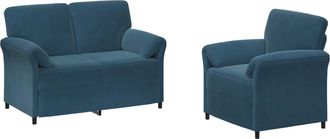 vidaXL Juego De Sof&aacute; 2 Uds. Azul Terciopelo Vidaxl