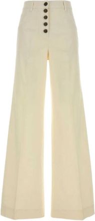 Etro Uitlopende stretch denim jeans van katoen met Pegaso-knopen - Dames - Wijde Broeken - Wit - W28 - Katoen - Broeken
