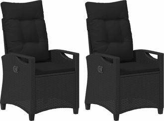 vidaXL Silla De Jard&iacute;n 2 Uds. Negro Acero Y Poli&eacute;ster Vidaxl
