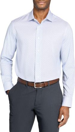 W.R.K Cross Geo Print Reworked Dress Shirt in White/Blue at Nordstrom, Size 16.5