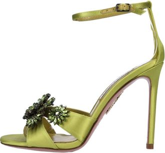 Aquazzura Sandalen Groen - Dames - Sandalen met hakken - Groen - 38 1/2 EU - Satijn - Schoenen