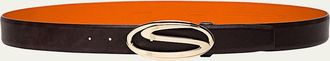 Santoni Mens Oval S-Logo Cuttable Leather Belt