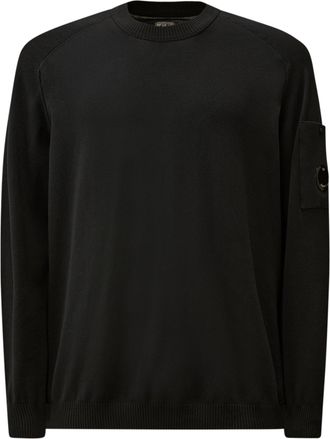 C.P. Company Cotton Crepe Crewneck Sweater with Unique Lens Detail