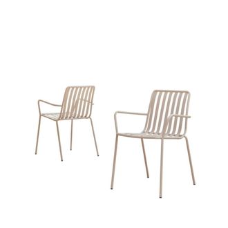 Tikamoon Sill&oacute;n de jard&iacute;n de metal color crema