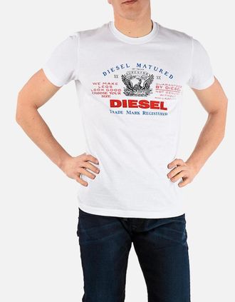 Diesel Mens DIESEL T LOGYS HEMD Mens T Shirts Crew Neck Short Sleeve Casual White Cotton Tee - Size: 38