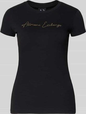 A|X Armani Exchange T-Shirt mit Logo und Rundhalsausschnitt in Black, Gr&ouml;&szlig;e XL
