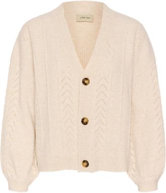 Cream Gebreide Vest met Pofmouwen - Dames - Vesten - Beige - S/M - Truien & Vesten