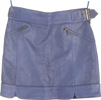 Temperley London Alice by Temperley Mini A-Line Skirt in Blue Leather