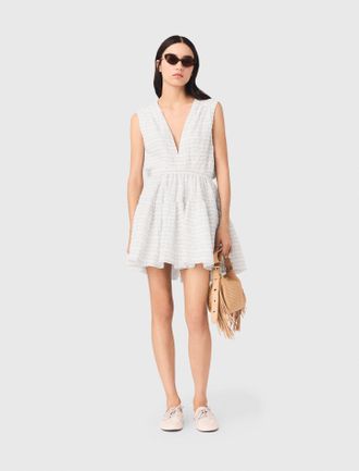 Maje Short Flared Open-back Dress - White - Maje