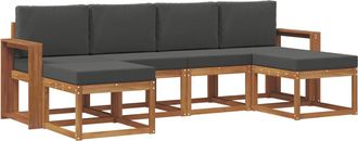 vidaXL Conjunto De Sof&aacute;s De Exterior 6 Uds. Natural Y Antracita Vidaxl