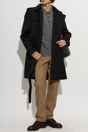Burberry Wool Trench Coat Kensington, Mens, Black