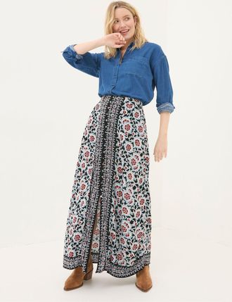 Fat Face FatFace Arabella Black Wild Floral Midi Skirt
