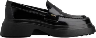 Tod's Gomma 74L Trav. Bomb Loafers - Dames - Loafers - Zwart - 40 EU - Leer - Schoenen