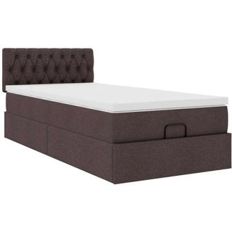 vidaXL Estructura Cama Otomana Colch&oacute;n Tela Marr&oacute;n Oscuro 80x200cm Vidaxl