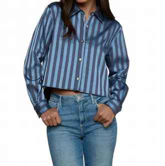 L'agence Cosette Satin Shirt In Blue Stripe