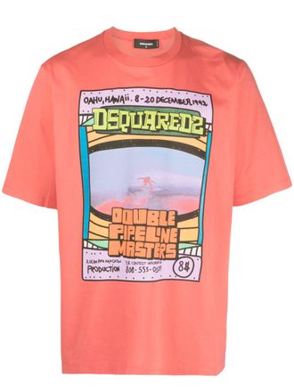 Dsquared2 T-shirt met print - Rood