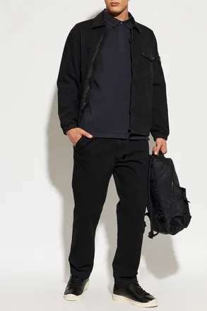 Stone Island Jacket With Logo Patch, Mens, Black