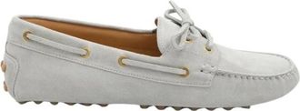 Tod's Schoenen, Dames, Grijs, 38 1/2 EU, Su&egrave;de, Suede Driving Moccasins