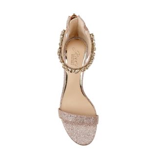 Badgley Mischka Catalina Open Toe Block Heel Rose Gold Glitter JW4014-957 Womens