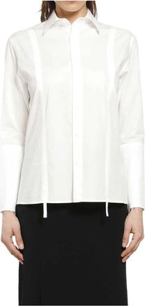Yohji Yamamoto Broad Gather Detail Shirt - Dames - Overhemden - Wit - S - Katoen - Overhemden
