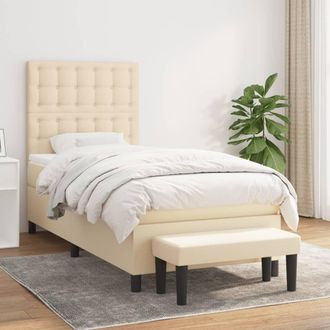 vidaXL Vidaxl - Cama Box Spring Con Colch&oacute;n Tela Color Crema 90x190 Cm