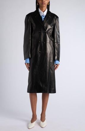 Bottega Veneta Nappa Leather Coat in 1010 Double Black at Nordstrom, Size 40