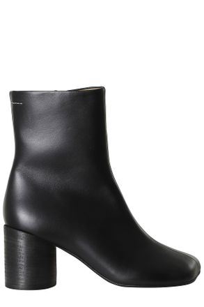 Maison Margiela Black Ergonomic Square Toe Leather Ankle Boots