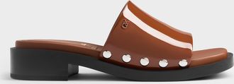 Charles & Keith Patent Leather Studded Sandals