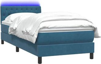 vidaXL Cama Box Spring Con Colch&oacute;n Terciopelo Azul Oscuro 80x210 Cm Vidaxl