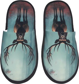 Generic Mystical Woods Elk Men Women Slippers Cosy Shoes Soft House Shoes For Winter Bedroom Outdoor L
