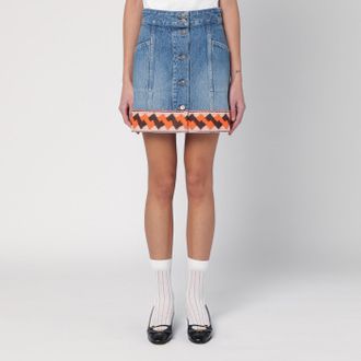 Valentino Mini gonna in denim con bordo in jacquard