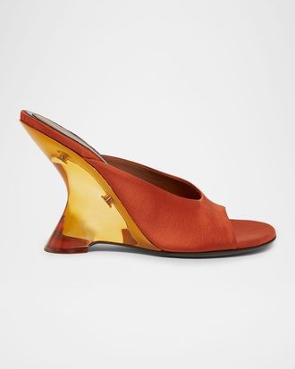 Dries Van Noten 100mm Satin Wedge Mules