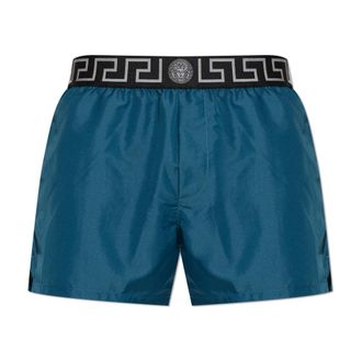 Versace Badmode, Heren, Blauw, XL, Polyester, Greca Border Zwemshorts