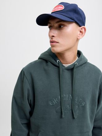 Jack & Jones Kapuzensweatshirt JACK & JONES JORBLEECKER BRANDING SWEAT HOOD BF, Herren, Gr. M, forest river detail:org, angeraute Sweatware, Obermaterial: 70% Baum