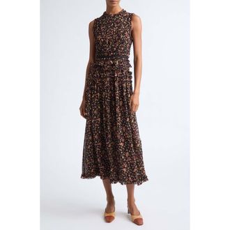 Ulla Johnson Etta Silk Dress in Noir Mille Fleur at Nordstrom, Size 10