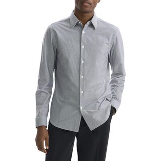 Theory Sylvain Pinstripe Button-Up Shirt in Vapor Melange at Nordstrom Rack, Size Large
