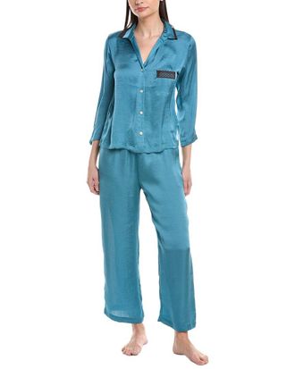 Natori 2pc Ashley Washed Satin Icon Notch Pajama Set