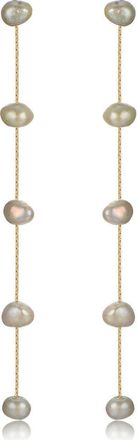 Ettika Dripping Freshwater Pearl Linear Drop Earrings in Olive at Nordstrom