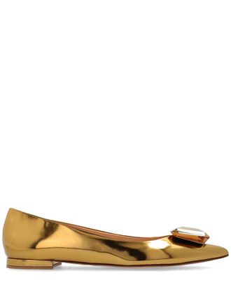 Gianvito Rossi 10mm gem-emebellished ballerinas - Gold