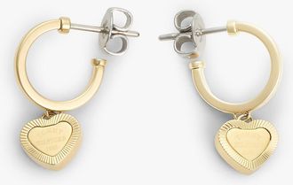 Tommy Hilfiger Womens Heart Charm Hoop Earring - Yellow