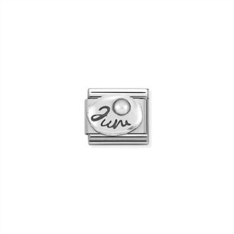 Nomination Unisex Birth Stones Links Bracelet In June White Pearl Silver