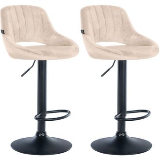Clp Set da 2 sgabelli da bar Milet in velluto crema Metallo nero opaco