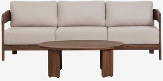 Sklum Conjunto De Jard&iacute;n Con Sof&aacute; De 3 Plazas Y Mesa De Centro En Madera De Acacia Uleno Sklum