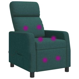 vidaXL Silla De Masajes Reclinable Verde Oscuro Tela Vidaxl