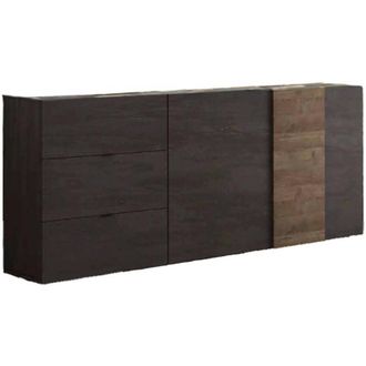 Dmora Dmora - Mueble De Televisi&oacute;n Sidr, Aparador De Sal&oacute;n, Mueble Bajo Para Tv, Base De Pared Equipada, Made In Italy, 181x44 H59 Cm, Pizarra Y Nuez